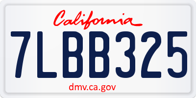 CA license plate 7LBB325