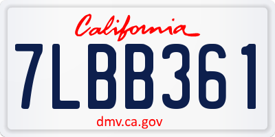 CA license plate 7LBB361
