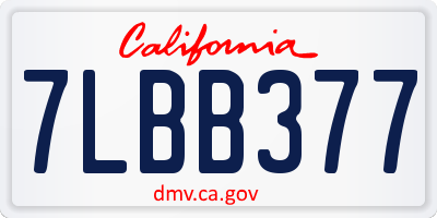 CA license plate 7LBB377