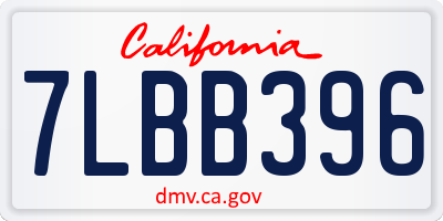 CA license plate 7LBB396