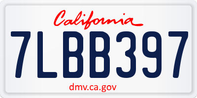 CA license plate 7LBB397
