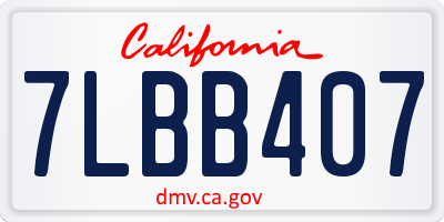 CA license plate 7LBB407