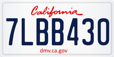 CA license plate 7LBB430