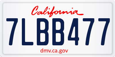 CA license plate 7LBB477