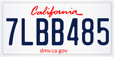CA license plate 7LBB485