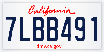 CA license plate 7LBB491