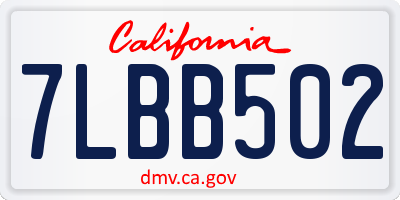 CA license plate 7LBB502