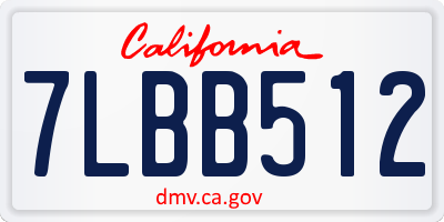 CA license plate 7LBB512