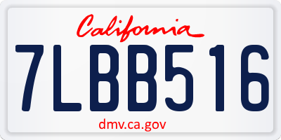 CA license plate 7LBB516