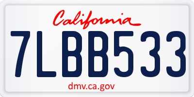 CA license plate 7LBB533