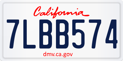 CA license plate 7LBB574
