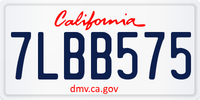 CA license plate 7LBB575