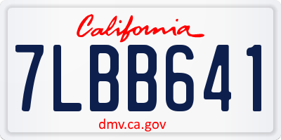 CA license plate 7LBB641