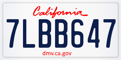 CA license plate 7LBB647