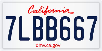 CA license plate 7LBB667