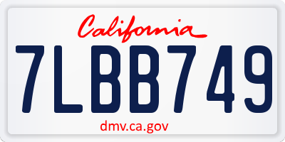 CA license plate 7LBB749