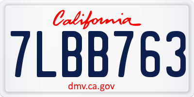 CA license plate 7LBB763