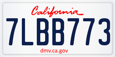 CA license plate 7LBB773