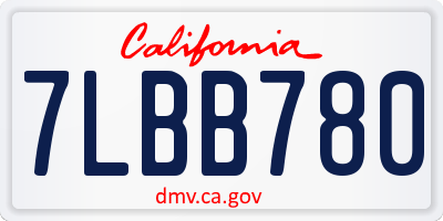 CA license plate 7LBB780