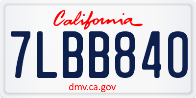 CA license plate 7LBB840