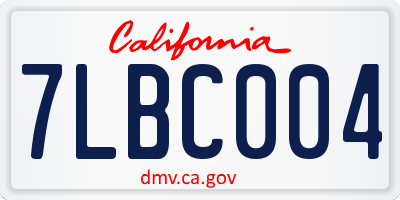CA license plate 7LBC004