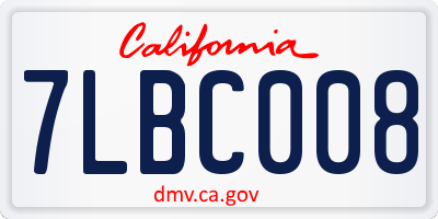 CA license plate 7LBC008
