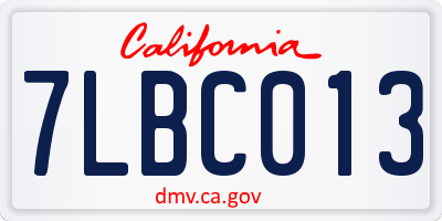 CA license plate 7LBC013