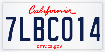 CA license plate 7LBC014