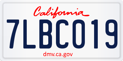 CA license plate 7LBC019