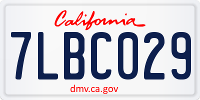 CA license plate 7LBC029
