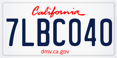 CA license plate 7LBC040