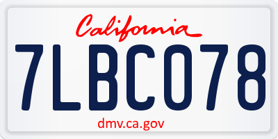 CA license plate 7LBC078