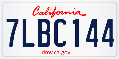 CA license plate 7LBC144
