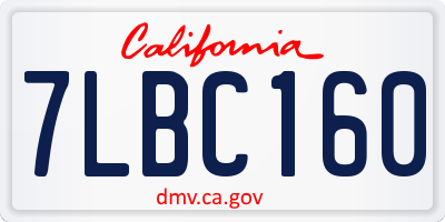 CA license plate 7LBC160