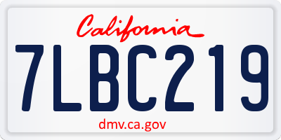 CA license plate 7LBC219
