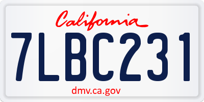 CA license plate 7LBC231