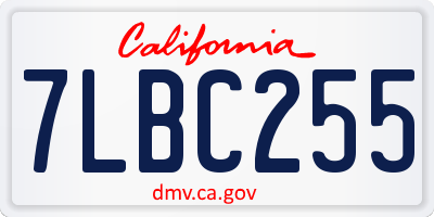 CA license plate 7LBC255