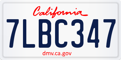 CA license plate 7LBC347