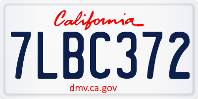 CA license plate 7LBC372