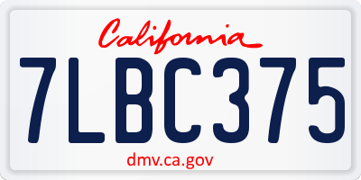 CA license plate 7LBC375
