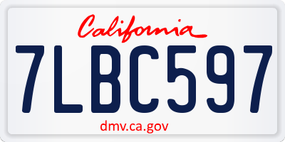 CA license plate 7LBC597