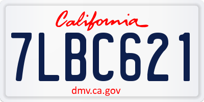 CA license plate 7LBC621