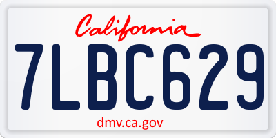 CA license plate 7LBC629