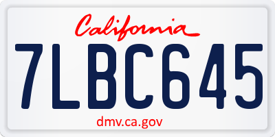 CA license plate 7LBC645