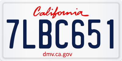 CA license plate 7LBC651