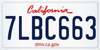 CA license plate 7LBC663