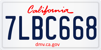 CA license plate 7LBC668