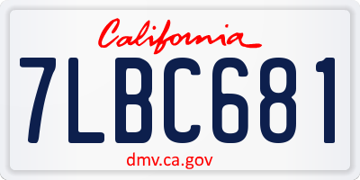 CA license plate 7LBC681