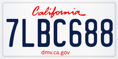 CA license plate 7LBC688