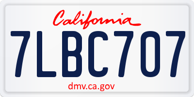 CA license plate 7LBC707